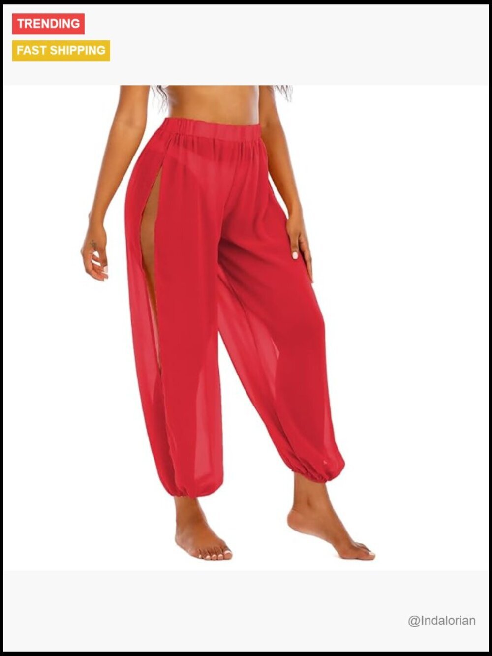 High Waist Ruffle Sheer Mesh Swim Cover Up Pants Beach Bikini Bottoms